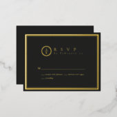 Klassieke Eenvoudige elegante gouden zwarte bruilo Folie Uitnodiging Briefkaart (Voorkant / Achterkant)