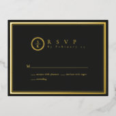 Klassieke Eenvoudige elegante gouden zwarte bruilo Folie Uitnodiging Briefkaart (Voorkant)