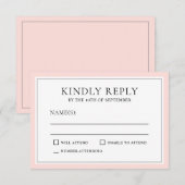 Klassieke eenvoudige elegante RSVP Blush Pink Edgi (Voorkant / Achterkant)