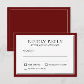 Klassieke eenvoudige elegante RSVP met Bourgogne E (Voorkant / Achterkant)