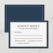 Klassieke eenvoudige elegante RSVP met nabestaande Kaartje (Voorkant / Achterkant)