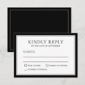 Klassieke eenvoudige elegante RSVP met zwarte rand (Voorkant / Achterkant)