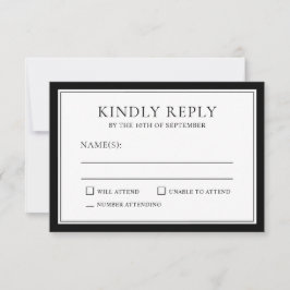 Klassieke eenvoudige elegante RSVP met zwarte rand