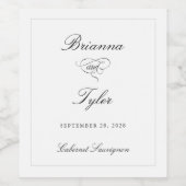 Klassieke Eenvoudige Elegante Witte Formele Huweli Wijn Etiket (Enkel label)