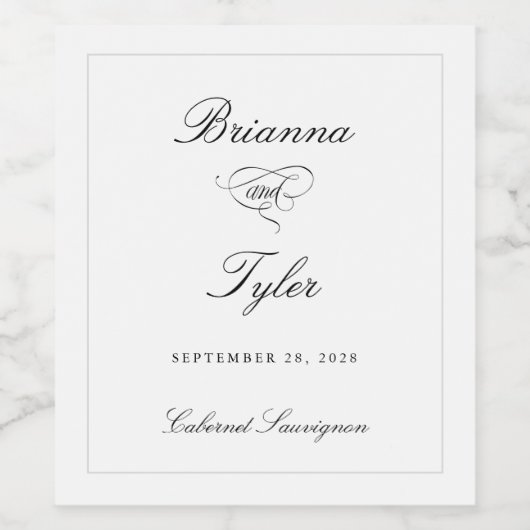 Klassieke Eenvoudige Elegante Witte Formele Huweli Wijn Etiket (Enkel label)