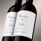 Klassieke Eenvoudige Elegante Witte Formele Huweli Wijn Etiket