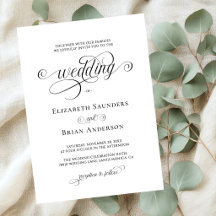 Klassieke Eenvoudige Elegante Zwarte Witte Script 