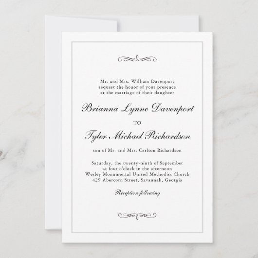 Klassieke Eenvoudige Elegantie Allen in Één Huweli Kaart (Voorkant)