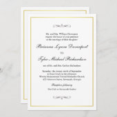 Klassieke Eenvoudige Elegantie Bruiloft Gouden Ran Kaart (Voorkant / Achterkant)