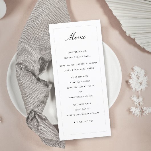 Klassieke Eenvoudige Elegantie Bruiloft Menu