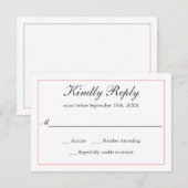 Klassieke Eenvoudige Elegantie Bruiloft RSVP Blush Kaartje (Voorkant / Achterkant)