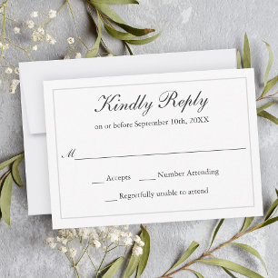Klassieke Eenvoudige elegantie bruiloft RSVP Kaartje