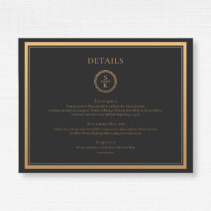 Klassieke Eenvoudige elegantie Gold Black Weddensc Informatiekaartje