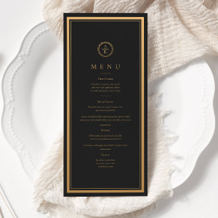 Klassieke Eenvoudige elegantie Gold Black Weddensc Menu