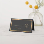 Klassieke Eenvoudige elegantie Gold Black Weddensc Plaatskaartje (Voorkant)