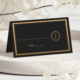 Klassieke Eenvoudige elegantie Gold Black Weddensc Plaatskaartje