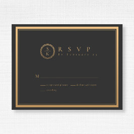 Klassieke Eenvoudige elegantie Gold Black Weddensc RSVP Kaartje