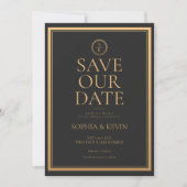 Klassieke Eenvoudige elegantie Gold Black Weddensc Save The Date (Voorkant)