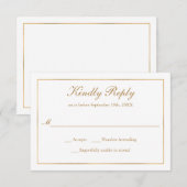 Klassieke eenvoudige elegantie Gold RSVP (Voorkant / Achterkant)