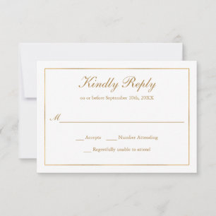 Klassieke eenvoudige elegantie Gold RSVP Kaartje