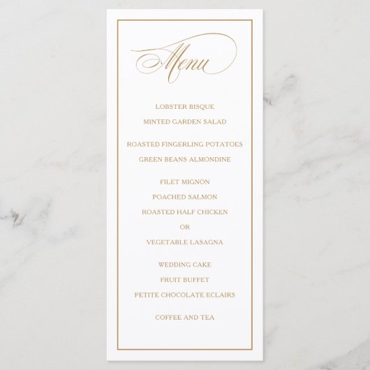 Klassieke Eenvoudige Elegantie Gouden Bruiloft Men Programmakaart (Voorkant)