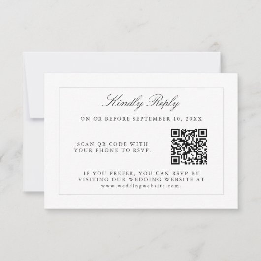 Klassieke Eenvoudige elegantie RSVP met QR-code (Voorkant)