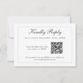 Klassieke Eenvoudige elegantie RSVP met QR-code Kaartje