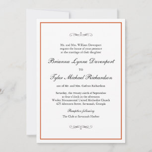 Klassieke eenvoudige elegantie verbrand Oranje huw Kaart
