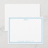 Klassieke Eenvoudige Formele Blauwe 3 Monogram Gol Notitiekaartje (Voorkant / Achterkant)