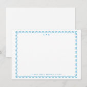 Klassieke Eenvoudige Formele Blauwe 3 Monogram Gol Notitiekaartje (Voorkant / Achterkant)