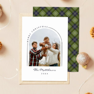Klassieke Eenvoudige Geplakt Familie Foto Boog Ker Feestdagenkaart