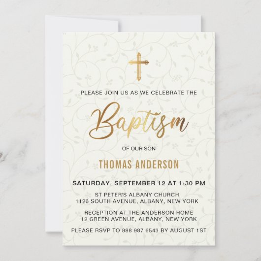 Klassieke eenvoudige  Gold Baptisme Kaart (Voorkant)