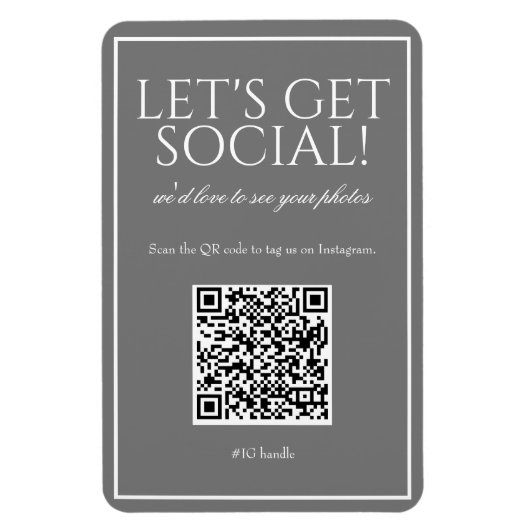 Klassieke eenvoudige grijze QR-code Sociale media  Magneet (Verticaal)