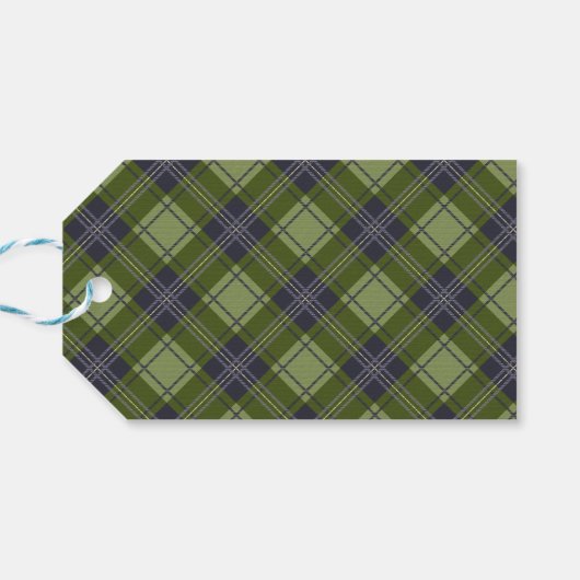 Klassieke Eenvoudige Groene Plaid Kerstmis Cadeaulabel (Achterkant Horizontaal)