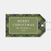 Klassieke Eenvoudige Groene Plaid Kerstmis Cadeaulabel (Voorkant (Horizontaal))