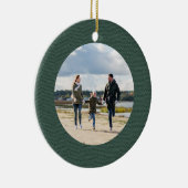 Klassieke eenvoudige groene tweed gepersonaliseerd keramisch ornament (Rechts)