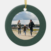 Klassieke eenvoudige groene tweed gepersonaliseerd keramisch ornament (Voorkant)