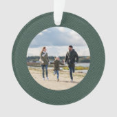 Klassieke eenvoudige groene tweed gepersonaliseerd ornament (voorkant)