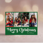 Klassieke Eenvoudige Groene Vrolijke Kerstmis Vier Feestdagenkaart<br><div class="desc">Vier het seizoen met deze unieke, klassieke eenvoudige groene Merry Christmas vier foto vakantie kaart met een vleugje charme. Het minimalistische ontwerp toont een elegant groen en wit kleurenpalet, dat de gezellige sfeer van de winter oproept. De moderne en leuke aantrekkingskracht, gecombineerd met de traditionele formulering, creëer vormen een perfecte...</div>