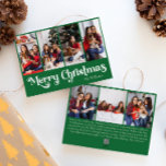 Klassieke Eenvoudige Groene Vrolijke Kerstmis Zeve Feestdagenkaart<br><div class="desc">Vier het seizoen met deze unieke, klassieke eenvoudige groene Merry Christmas zeven foto vakantie kaart met een vleugje charme. Het minimalistische ontwerp toont een elegant groen en wit kleurenpalet, dat de gezellige sfeer van de winter oproept. De moderne en leuke aantrekkingskracht, gecombineerd met de traditionele formulering, creëer vormen een perfecte...</div>