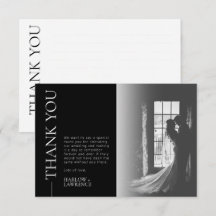 Klassieke Eenvoudige Huwelijksfoto Dank u Kaart
