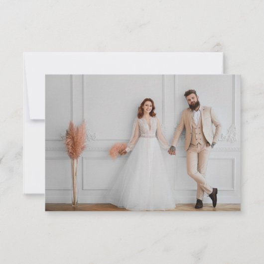 Klassieke Eenvoudige Kalligrafie Fotobruiloft Bedankkaart (Achterkant)