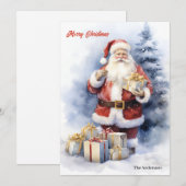 Klassieke eenvoudige kerstman met kerstcadeaus feestdagenkaart (Voorkant / Achterkant)