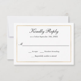 Klassieke Eenvoudige legance Gold Border RSVP Kaartje