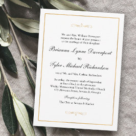 Klassieke eenvoudige legance Gold Border Wedding Kaart