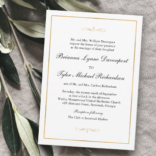 Klassieke eenvoudige legance Gold Border Wedding Kaart