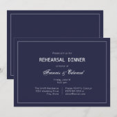 Klassieke Eenvoudige Marine Repetitie Diner Uitnod Kaart (Voorkant / Achterkant)