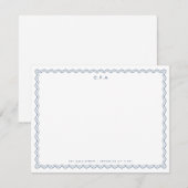 Klassieke eenvoudige marineblauwe 3-monogram golfl notitiekaartje (Voorkant / Achterkant)