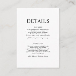 Klassieke eenvoudige minimalistische ontvangst bij informatiekaartje