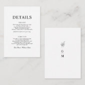 Klassieke eenvoudige minimalistische ontvangstenve informatiekaartje (Voorkant / Achterkant)